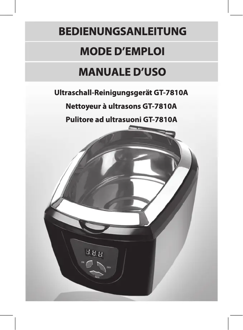 Page 1 de la notice Manuel utilisateur GlobalTronics GT-7810A