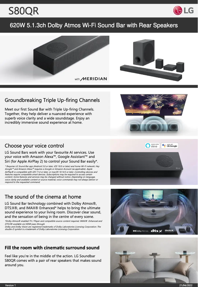 Página 1 del manual Ficha técnica LG S80QR
