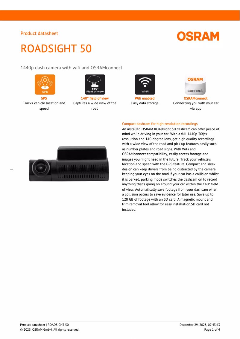 Image de la première page du manuel de l'appareil ROADsight 50