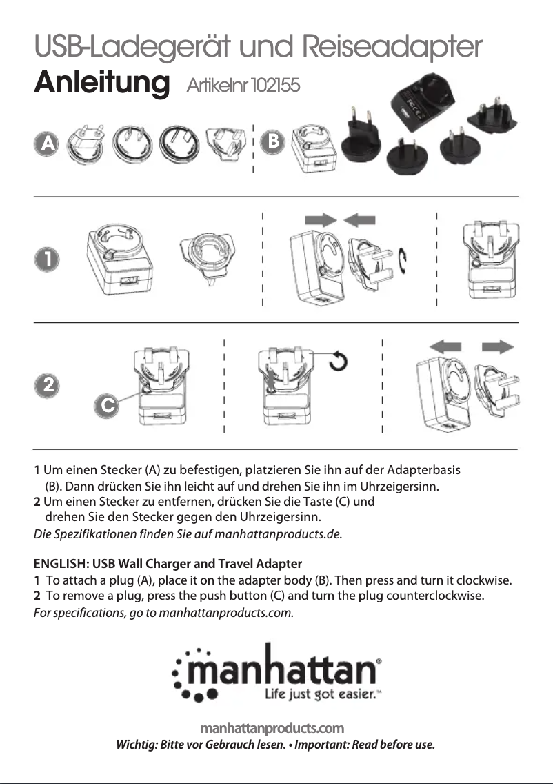 Page 1 de la notice Manuel utilisateur Manhattan 102155