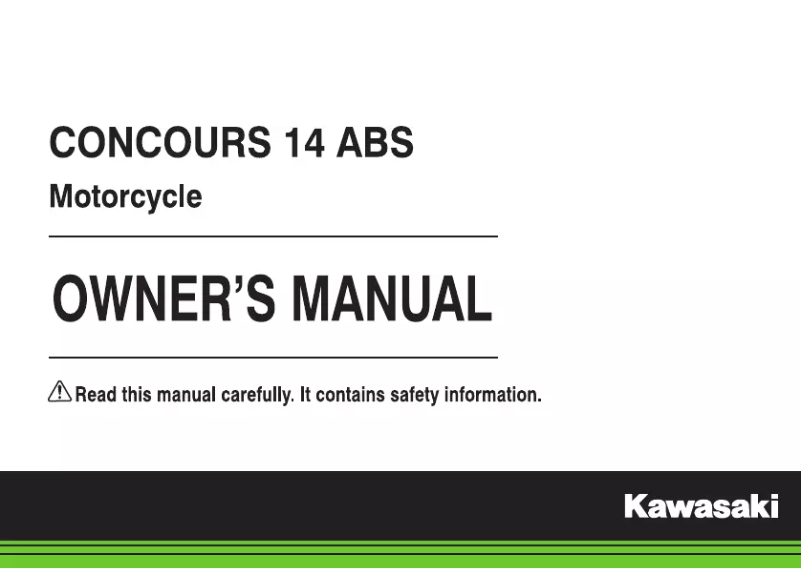 Page 1 de la notice Manuel utilisateur Kawasaki Concours 14 ABS (2018)