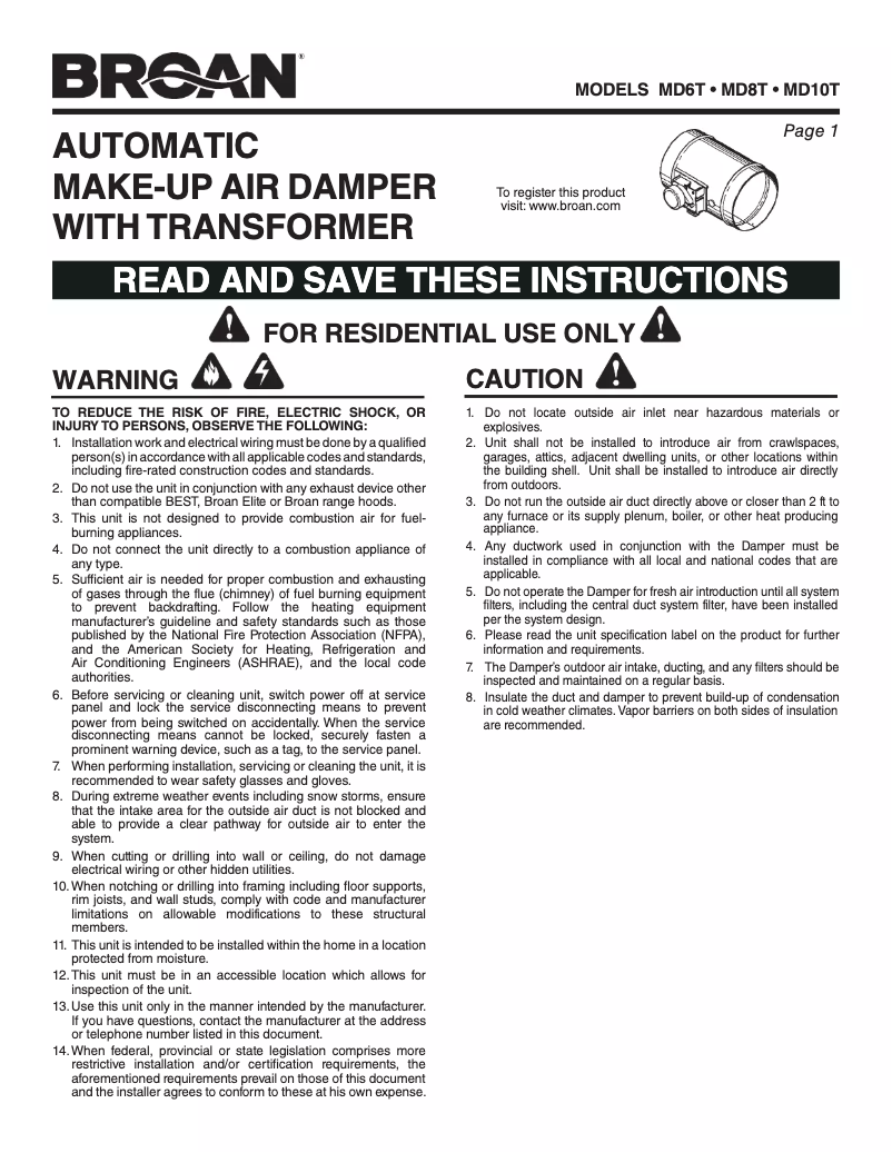 Page n°1 - Guide d'installation Best MD6T