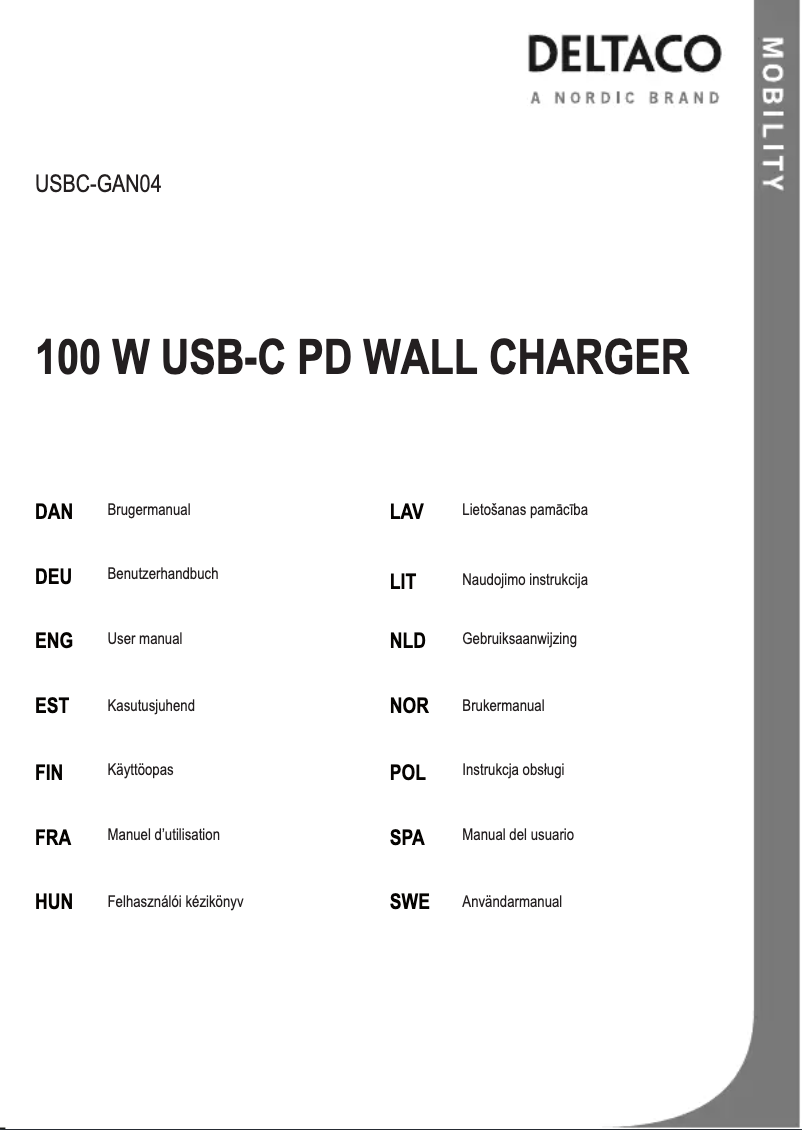 Page 1 de la notice Manuel utilisateur Deltaco GAN04