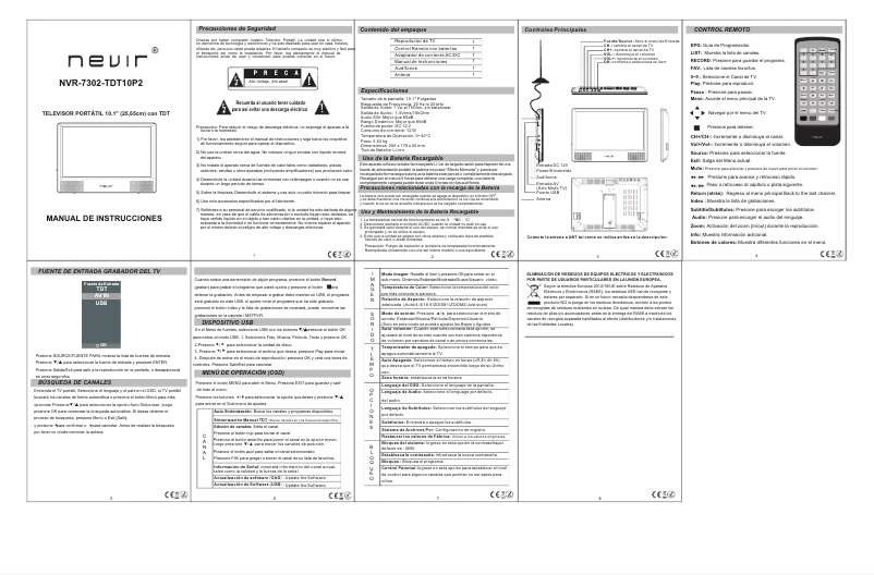 Page n°1 - Manuel utilisateur Nevir NVR-7302-TDT10P2