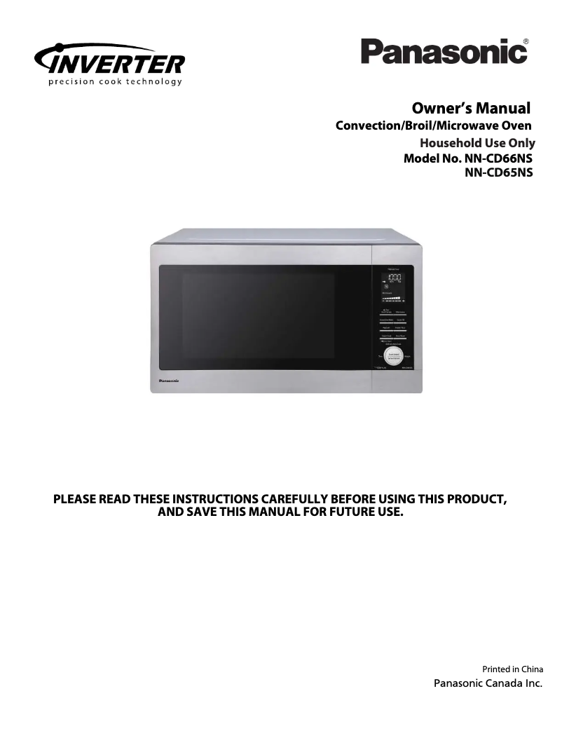 Page n°1 - Manuel utilisateur Panasonic NN-CD66NS