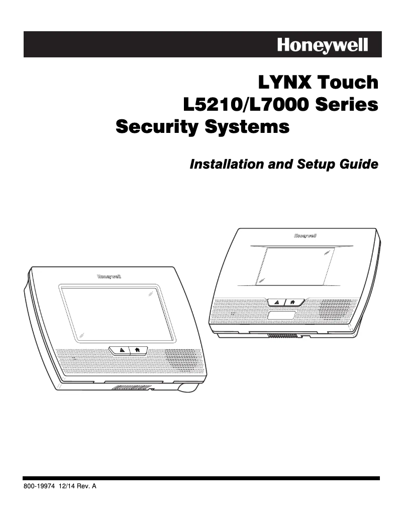Page 1 de la notice Manuel utilisateur Honeywell LYNX Touch L5210