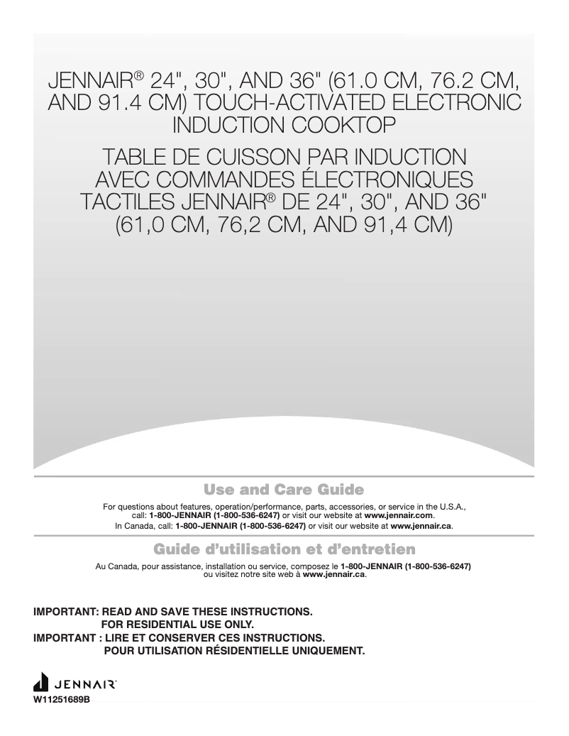 Page 1 de la notice Manuel d'utilisation et d'entretien JennAir JIC4736HS