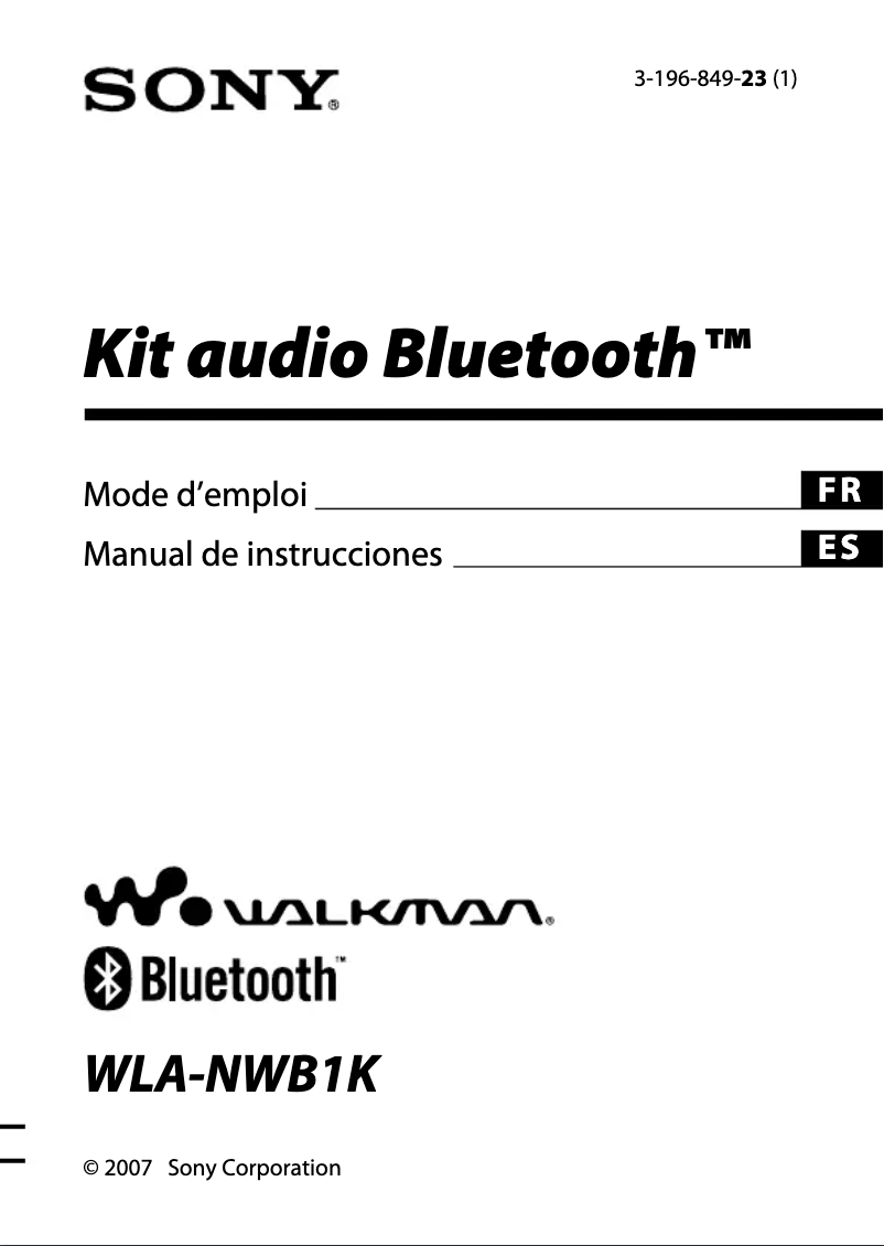 Page n°1 - Manuel utilisateur Sony WLA-NWB1K