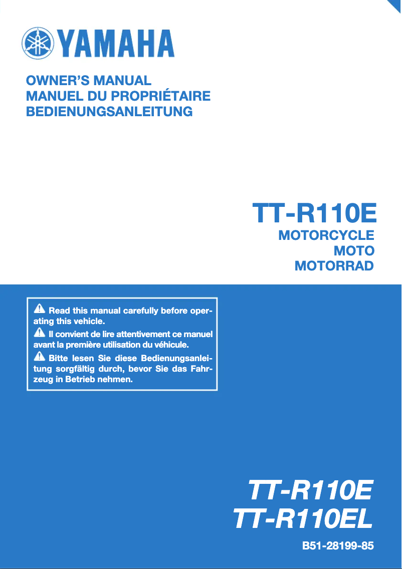 Image de la première page du manuel de l'appareil TT-R110E (2020)