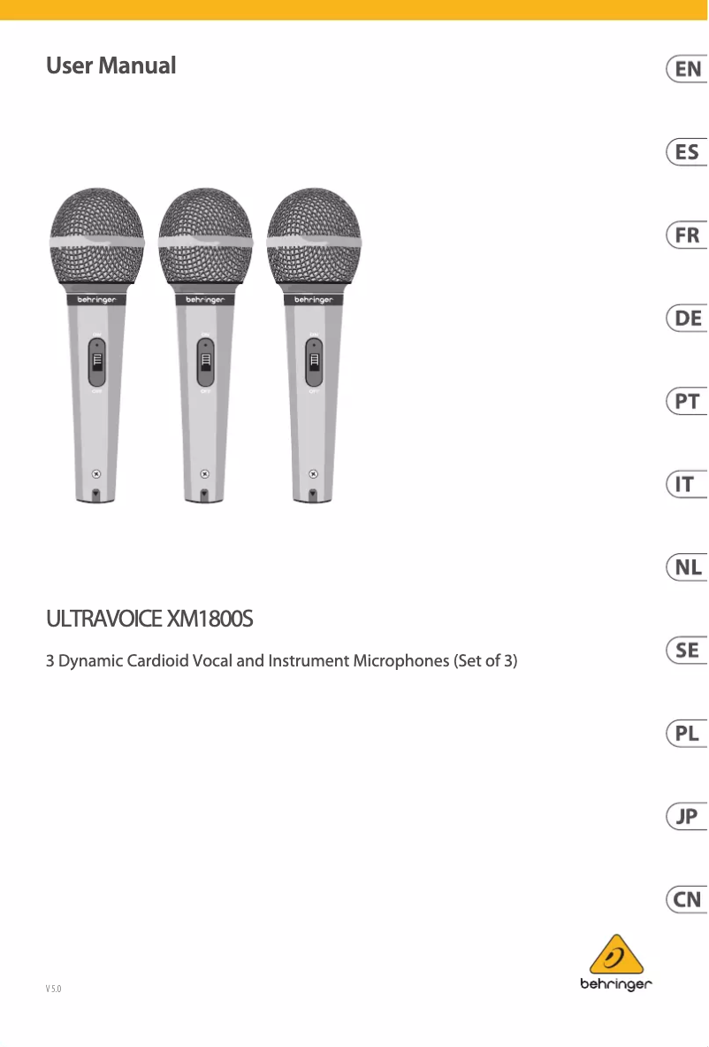 Page 1 de la notice Manuel utilisateur Behringer XM1800S