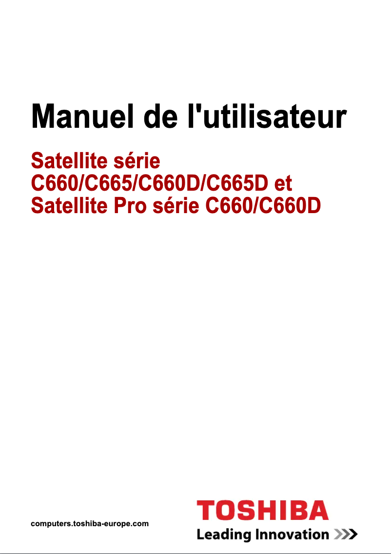Page 1 de la notice Manuel utilisateur Toshiba Satellite C 665