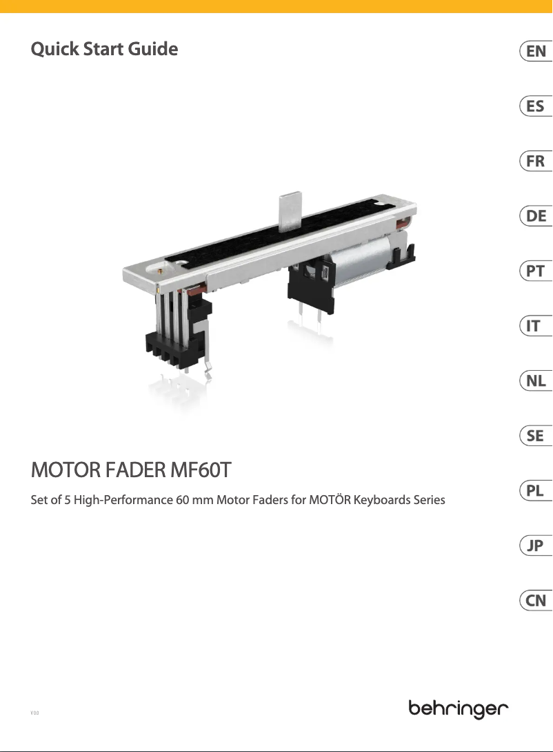 Image de la première page du manuel de l'appareil Motor Fader MF60T