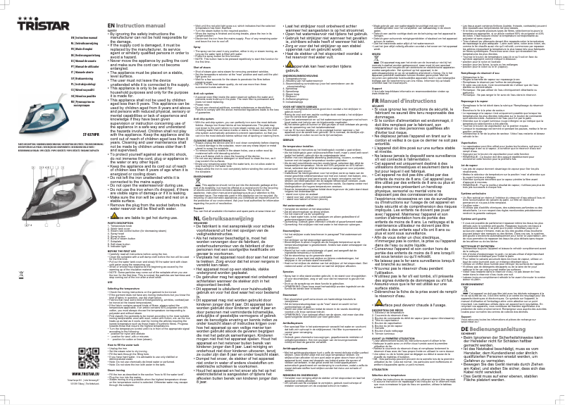 Page 1 de la notice Manuel utilisateur TriStar ST-8370PR