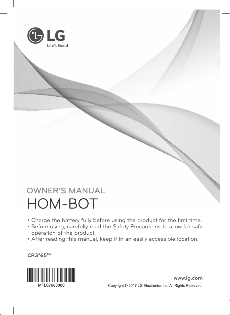 Page 1 de la notice Manuel utilisateur LG HOM-BOT Turbo+ CR3465BB