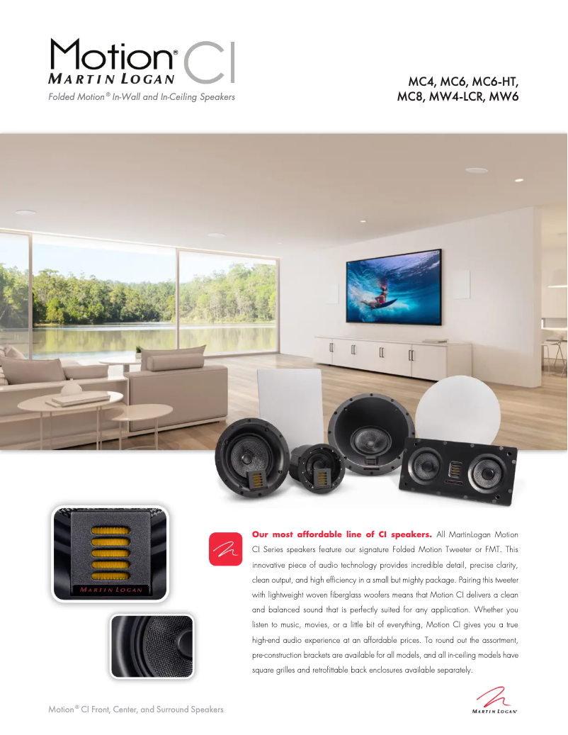 Page 1 de la notice Fiche technique Martin Logan Motion MC6