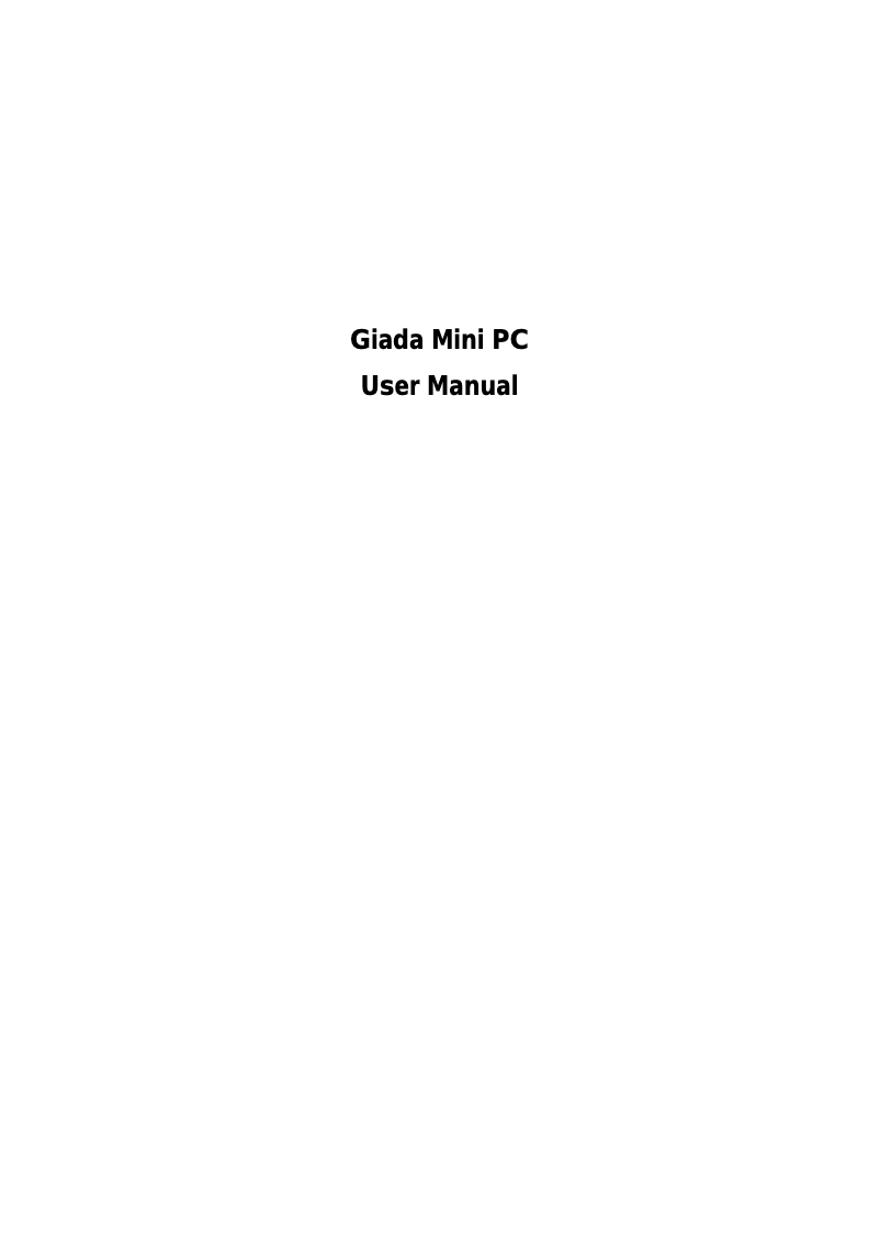 Page n°1 - Manuel utilisateur Giada Mini PC i35V