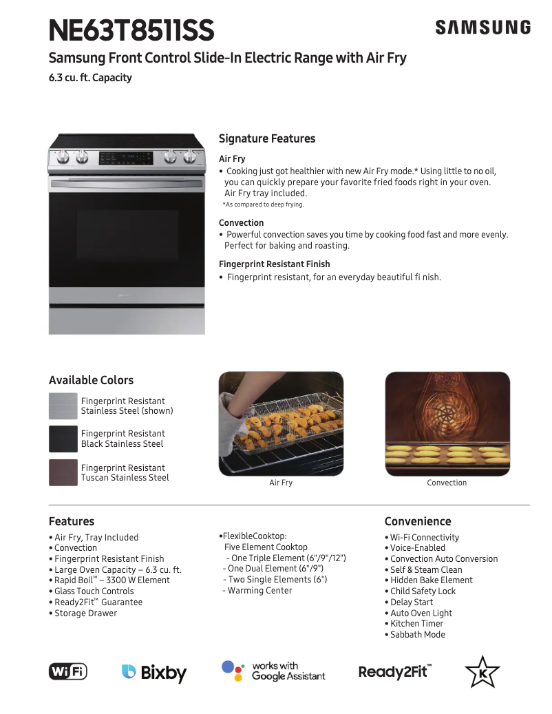 Page n°1 - Fiche technique Samsung NE63T8511SS