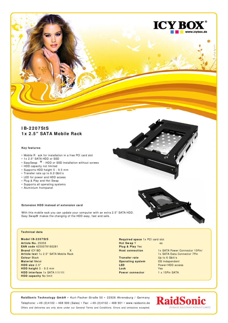 Página 1 del manual Ficha técnica Icy Box IB-2207StS