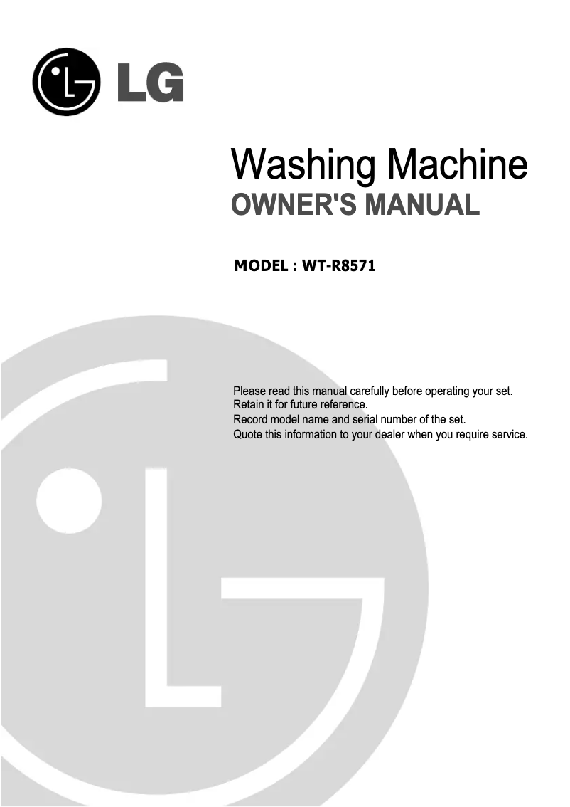 Page 1 de la notice Manuel utilisateur LG WTR11D80EP1