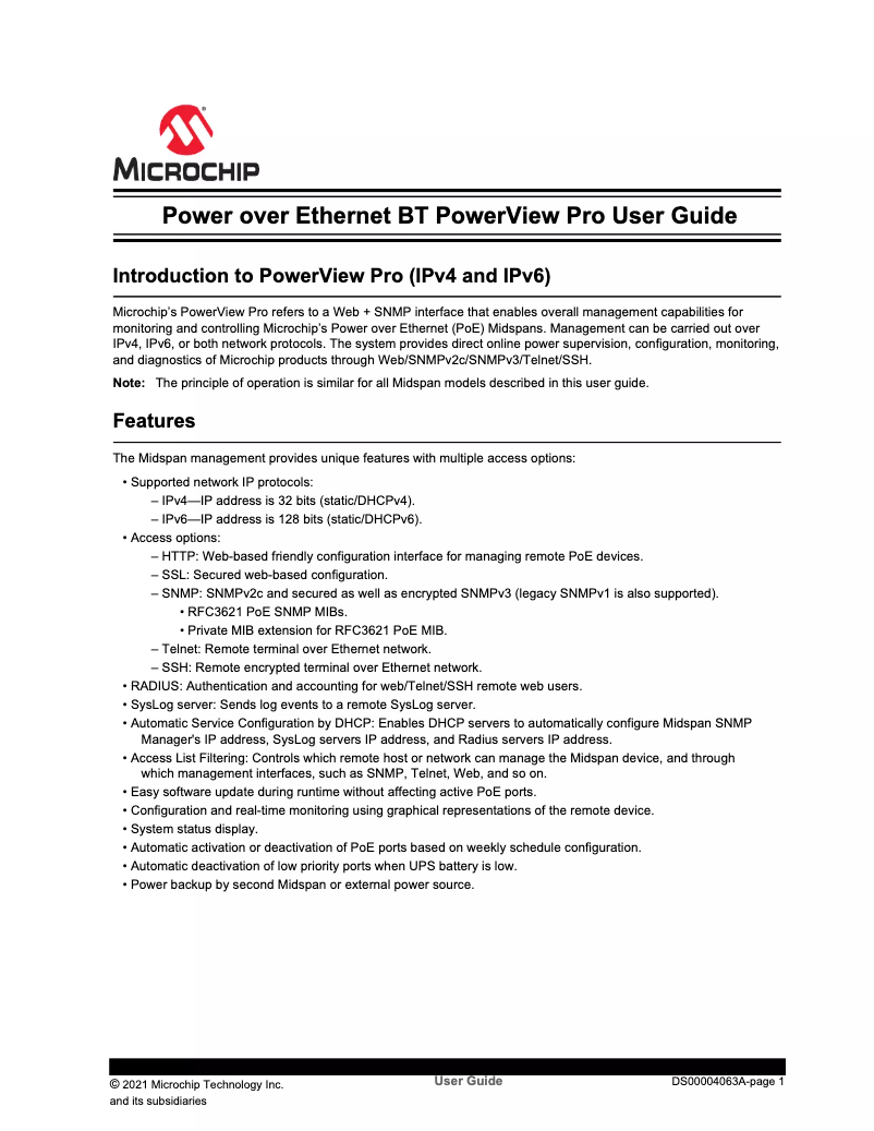 Página 1 del manual Manual de usuario Microchip PD-9612GC