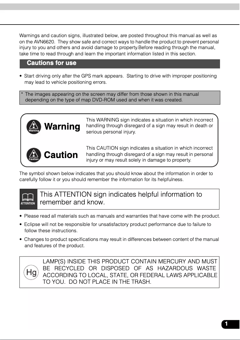 Imagen de la primera página del manual del dispositivo AVN6620