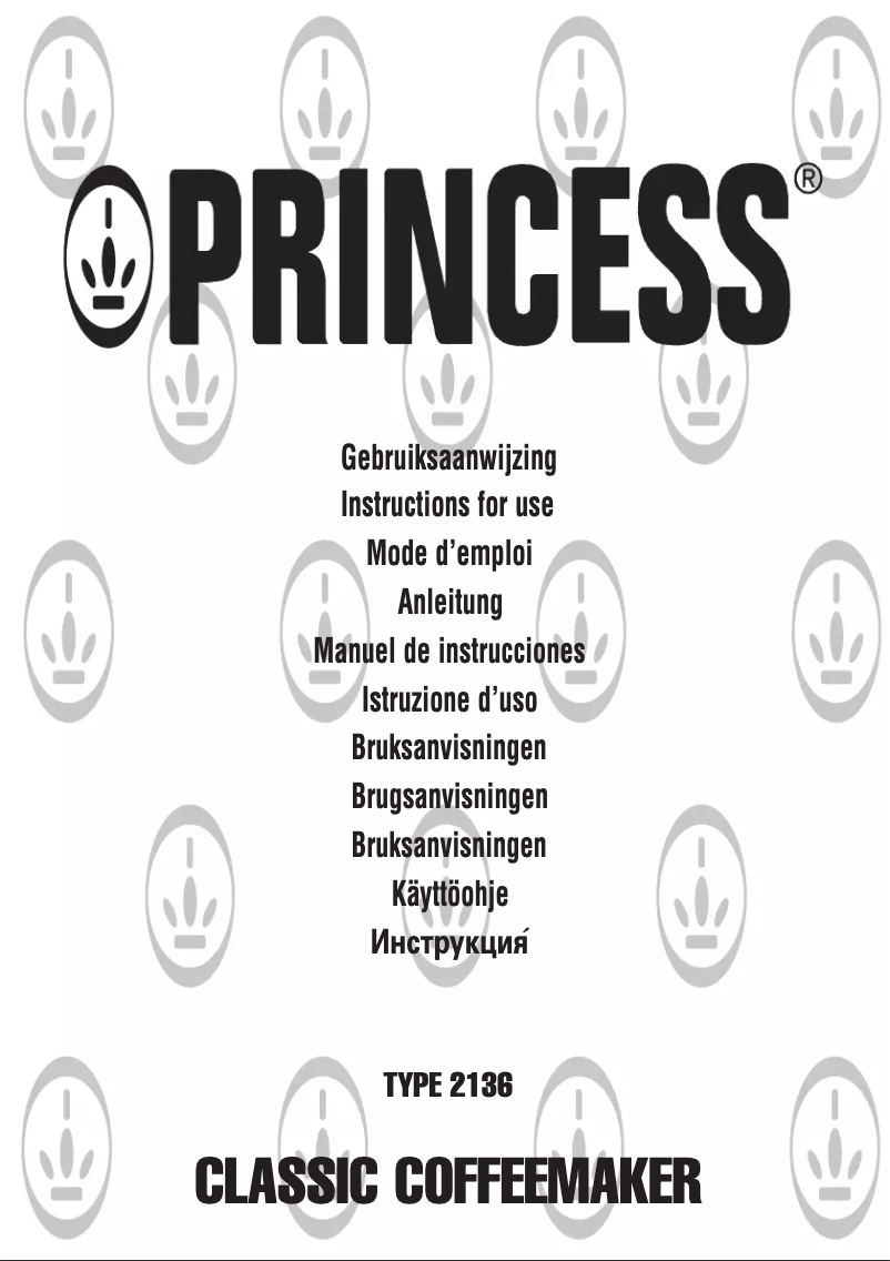 Page 1 de la notice Manuel utilisateur Princess Classic Tower Coffeemaker 242136