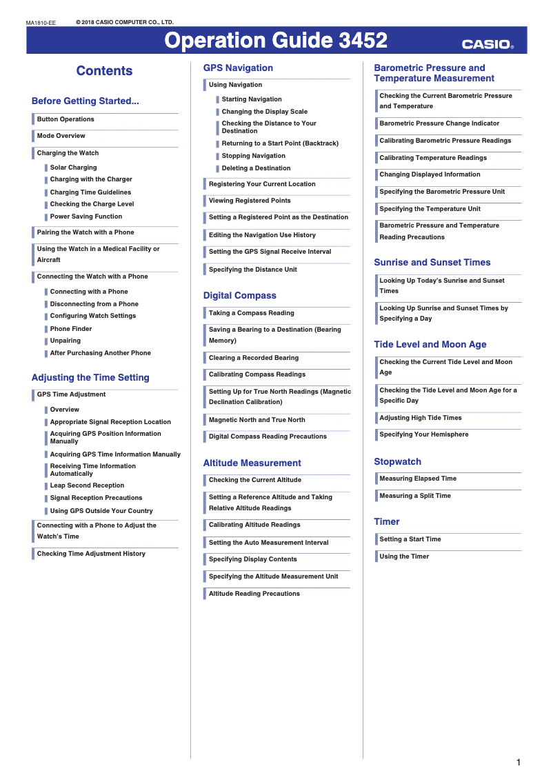 Page 1 de la notice Manuel utilisateur Casio G-Shock GPR-B1000-1ER