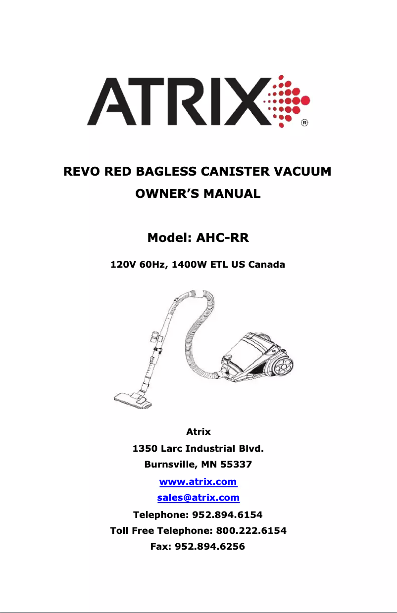 Page n°1 - Manuel utilisateur Atrix Revo Red AHC-RR