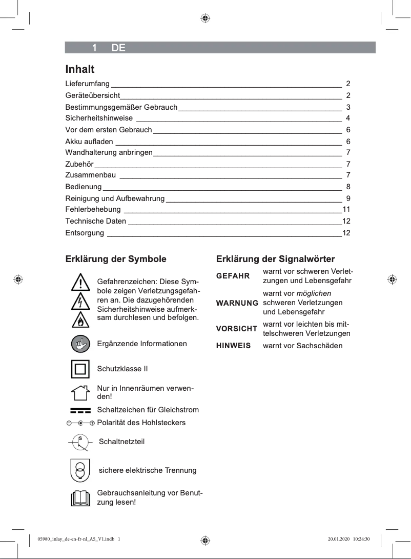 Imagen de la primera página del manual del dispositivo 05980200125