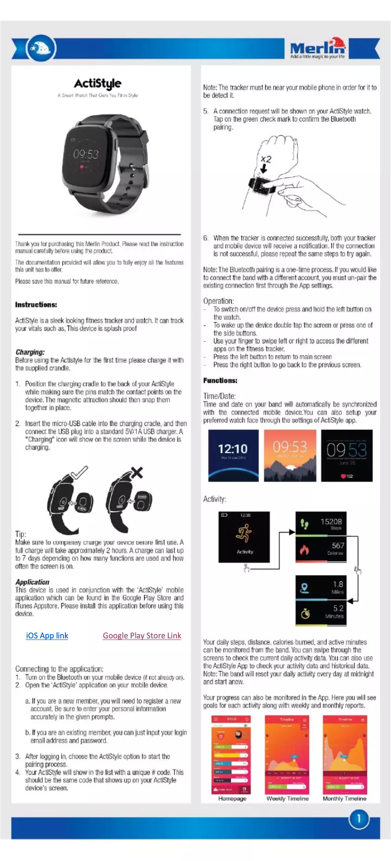 Page 1 de la notice Manuel utilisateur Merlin ActiStyle