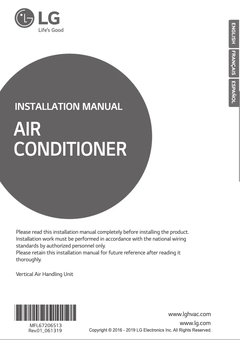 Page n°1 - Guide d'installation LG LVN181HV4