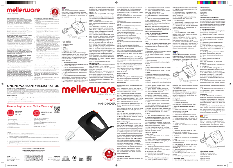 Page n°1 - Manuel utilisateur Mellerware Mixo 26450