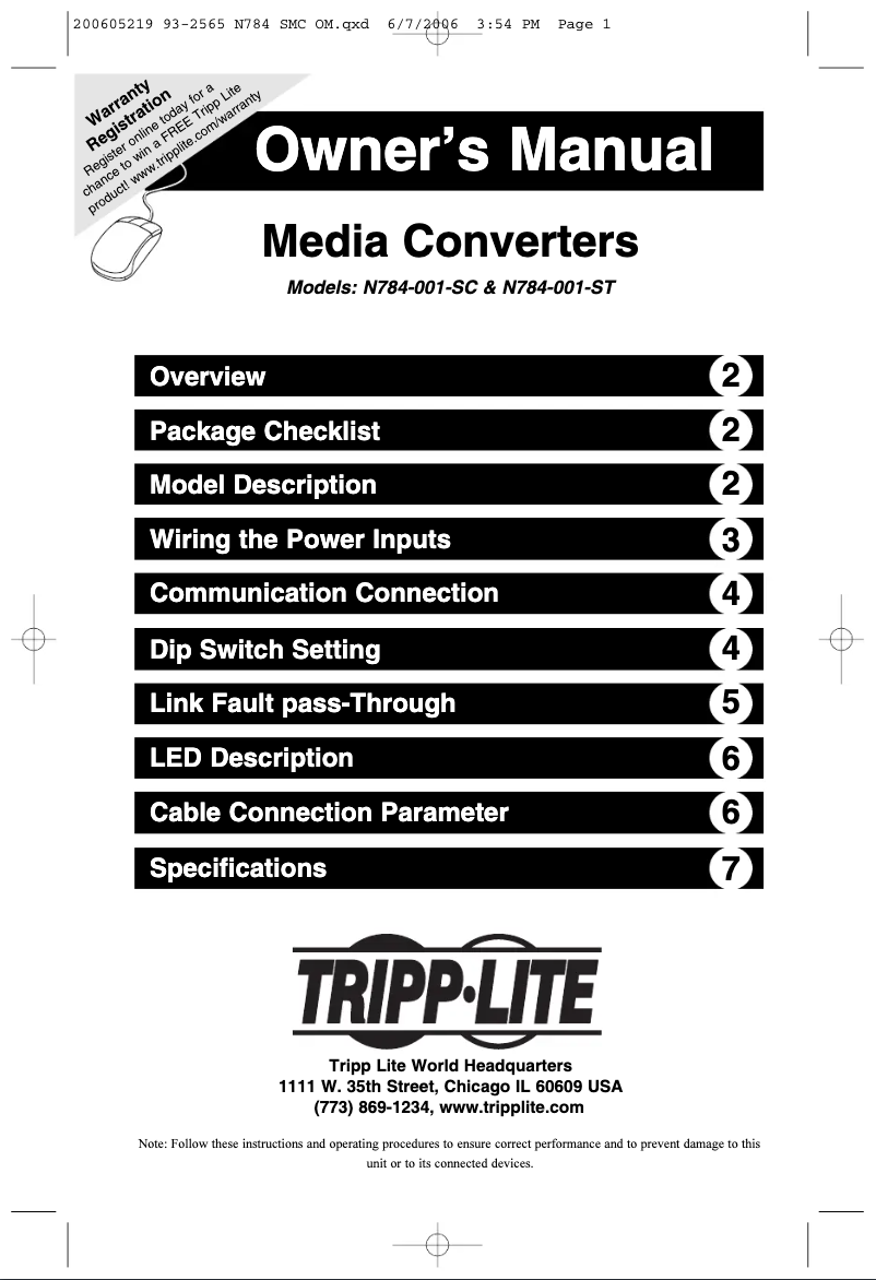 Image de la première page du manuel de l'appareil N784-001-ST