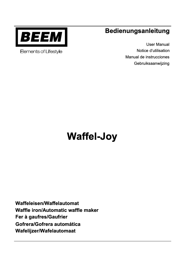 Image de la première page du manuel de l'appareil Waffel-Joy DUO