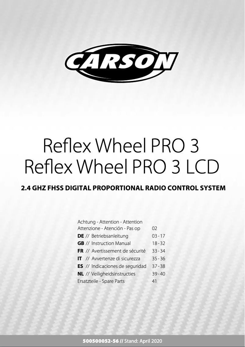 Page n°1 - Manuel utilisateur Carson Reflex Wheel PRO 3