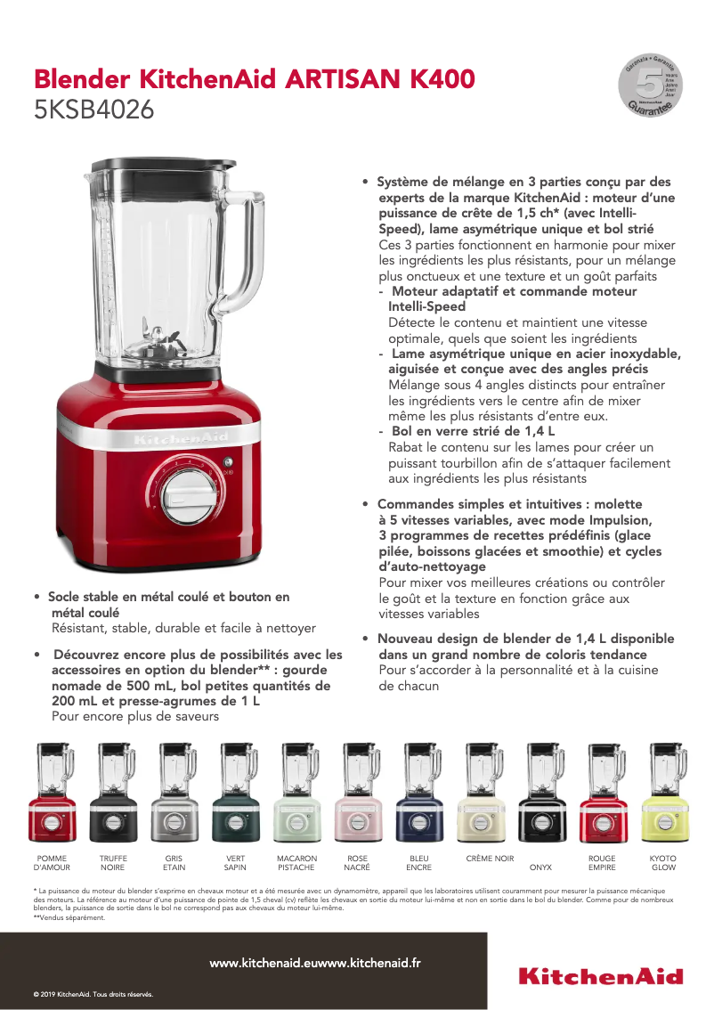 Image de la première page du manuel de l'appareil Artisan 5KSB4026