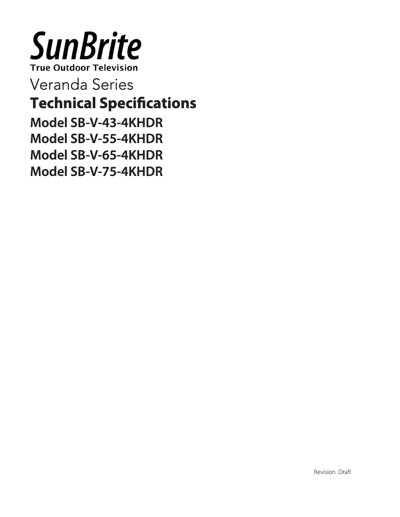 Page 1 de la notice Fiche technique SunBriteTV SB-V-55-4KHDR-BL