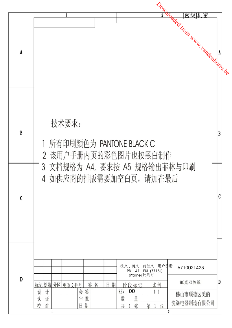 Image de la première page du manuel de l'appareil PBI4720FULL