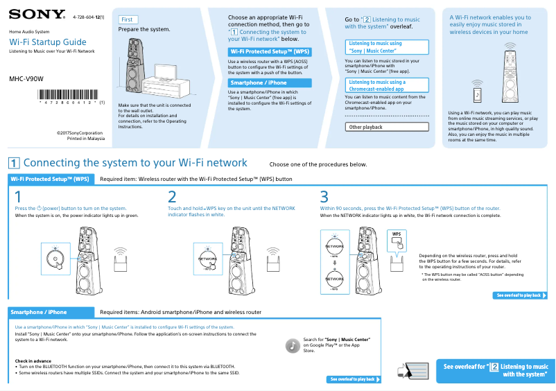 Page n°1 - Guide d'installation Sony MHC-V90W