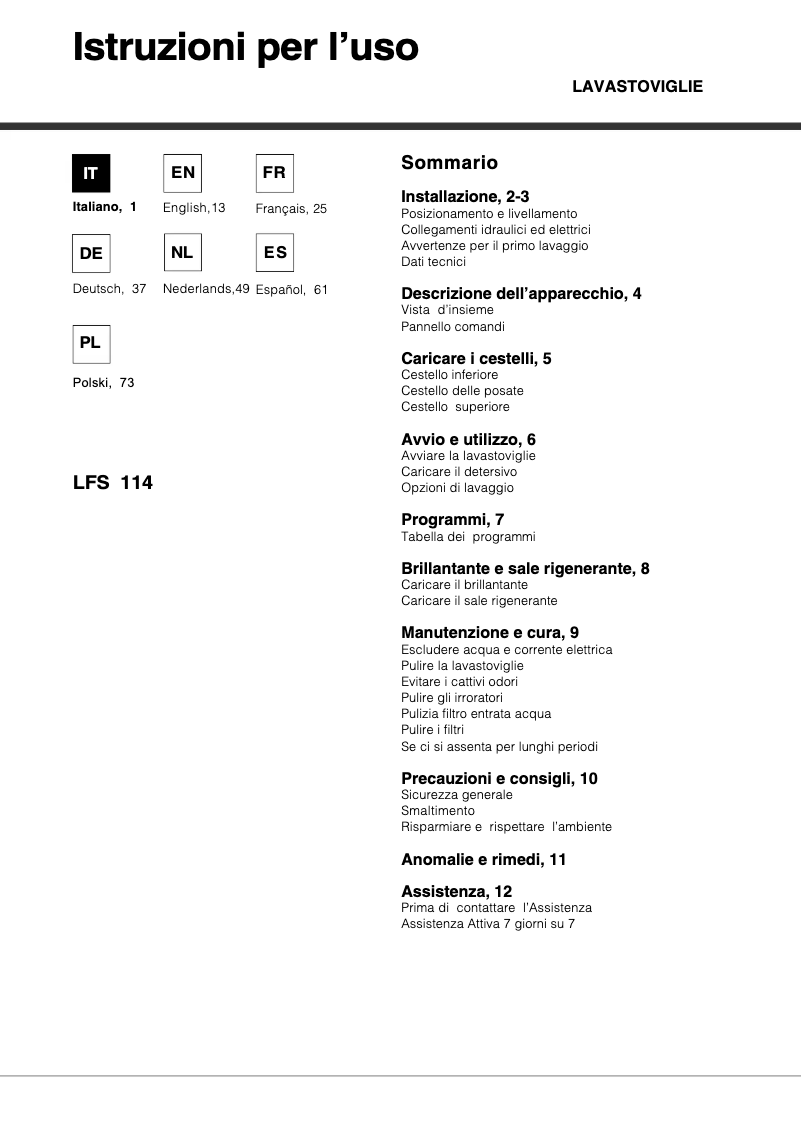 Image de la première page du manuel de l'appareil LFS 114 BK/HA