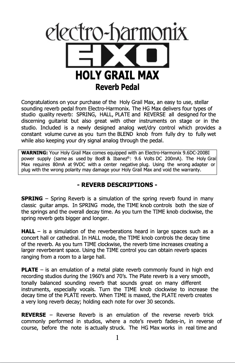 Image de la première page du manuel de l'appareil Holy Grail Max