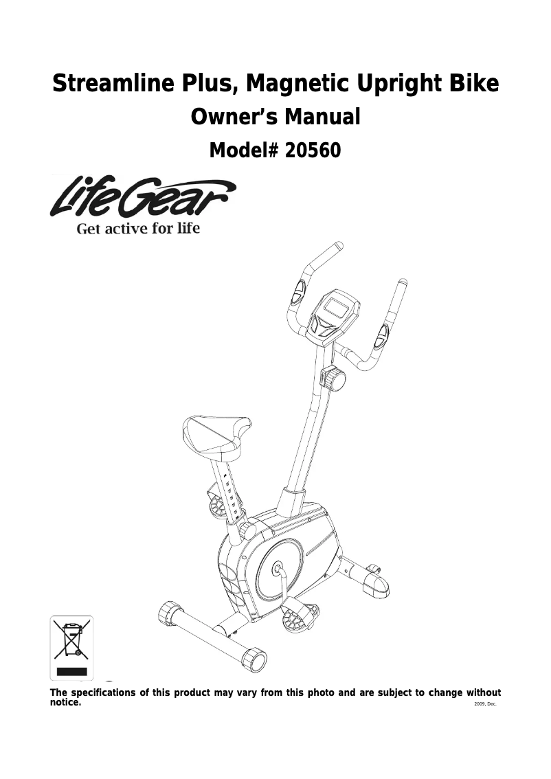 Image de la première page du manuel de l'appareil Streamline Plus 20560