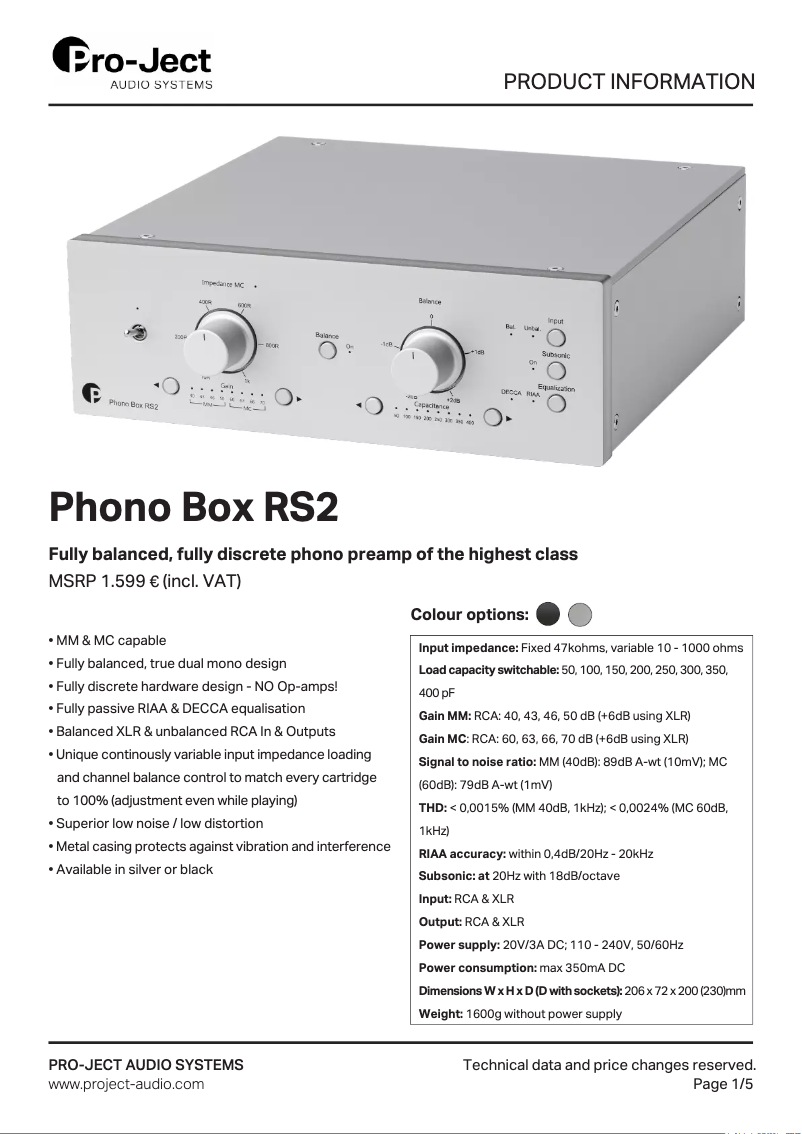 Image de la première page du manuel de l'appareil Phono Box RS2