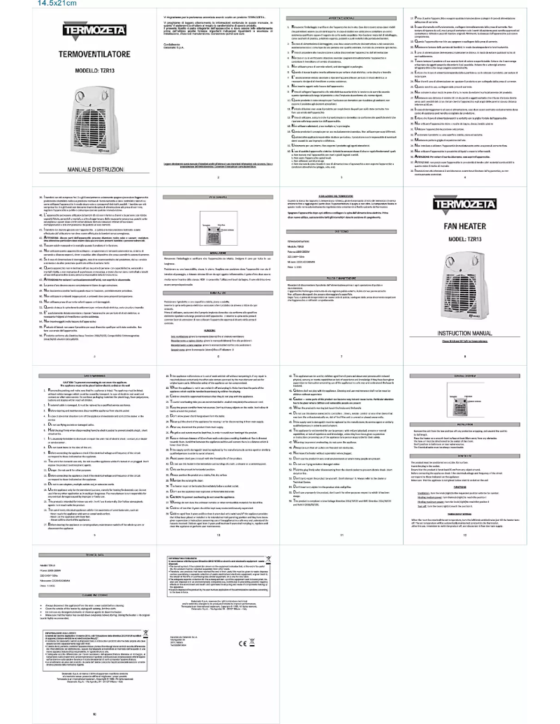 Page n°1 - Manuel utilisateur Termozeta TZR13