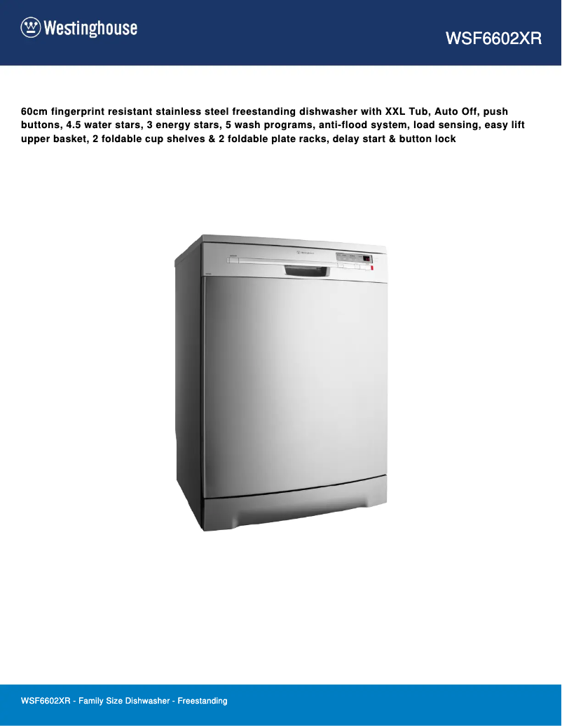 Page n°1 - Fiche technique Westinghouse WSF6602XR