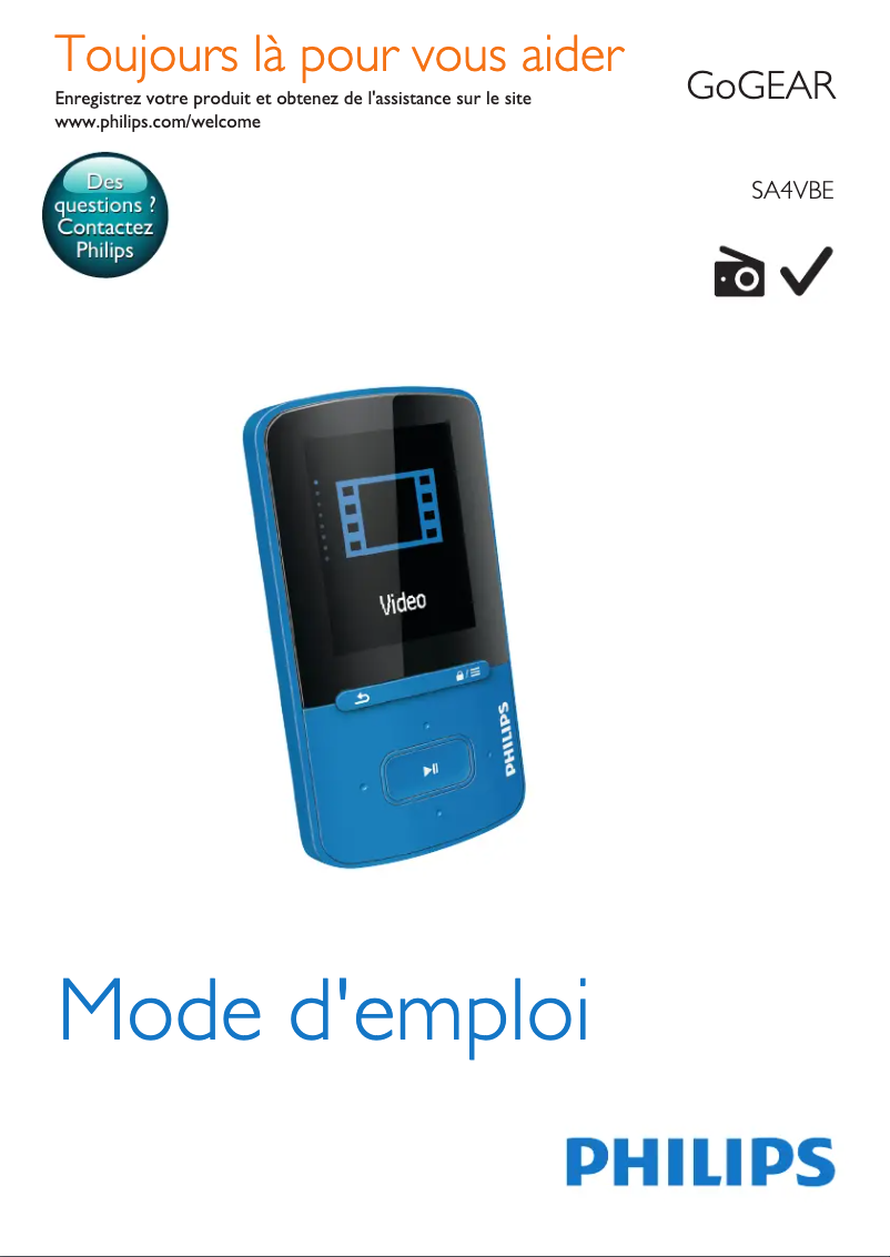 Imagen de la primera página del manual del dispositivo GoGear SA4VBE08VF