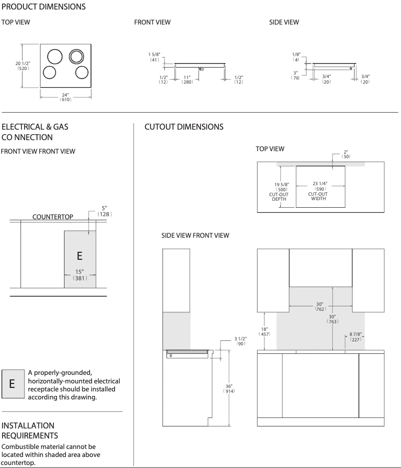 Page n°1 - Instructions / montage Bertazzoni PE244CER