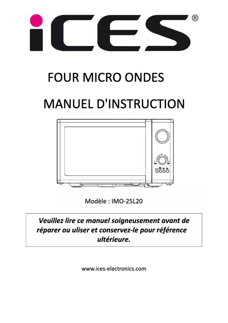 Image de la première page du manuel de l'appareil IMO-25L20