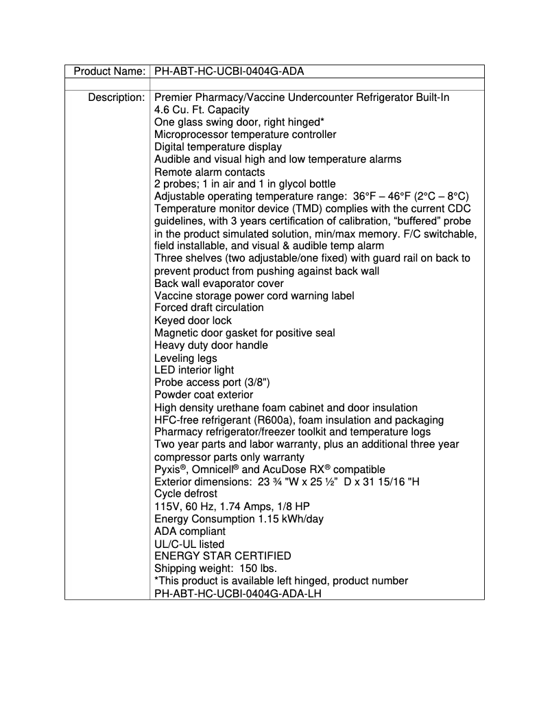 Page 1 de la notice Manuel utilisateur American BioTech Supply PH-ABT-HC-UCBI-0404G-ADA