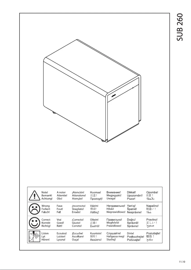 Page 1 de la notice Manuel utilisateur Klipsch SUB 260
